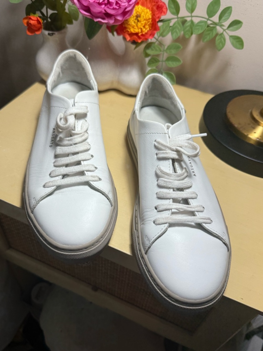 Axel Arigato White Leather Sneakers with Gold Logo